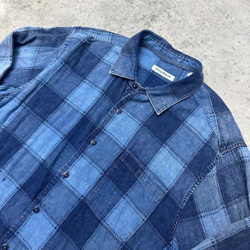 Tommy Bahama Blue Patchwork Shirt - XL
